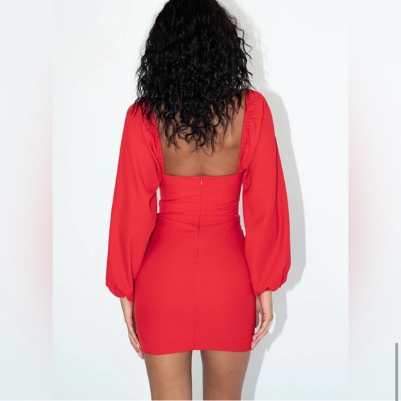Princess Polly red long sleeve cowl neck dress - Picture 5 of 11